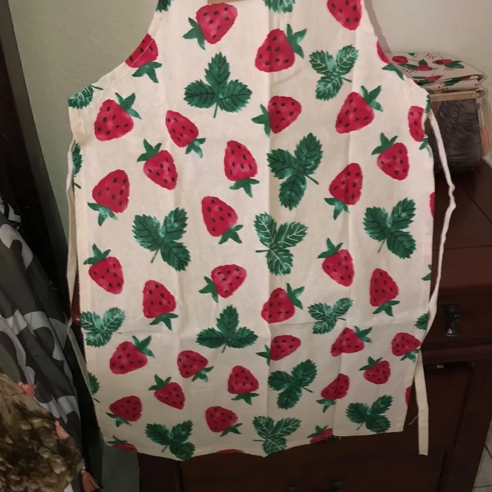 Mabelle Home Collection Strawberry Print Cotton Apron